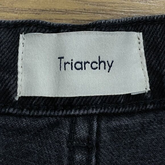 Triarchy Jeans Womens 31 Baggy Straight Ankle Crop Black Charcoal Wash Denim NWT - Picture 5 of 15
